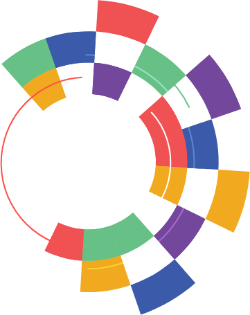 Color wheel and circular lines graphic